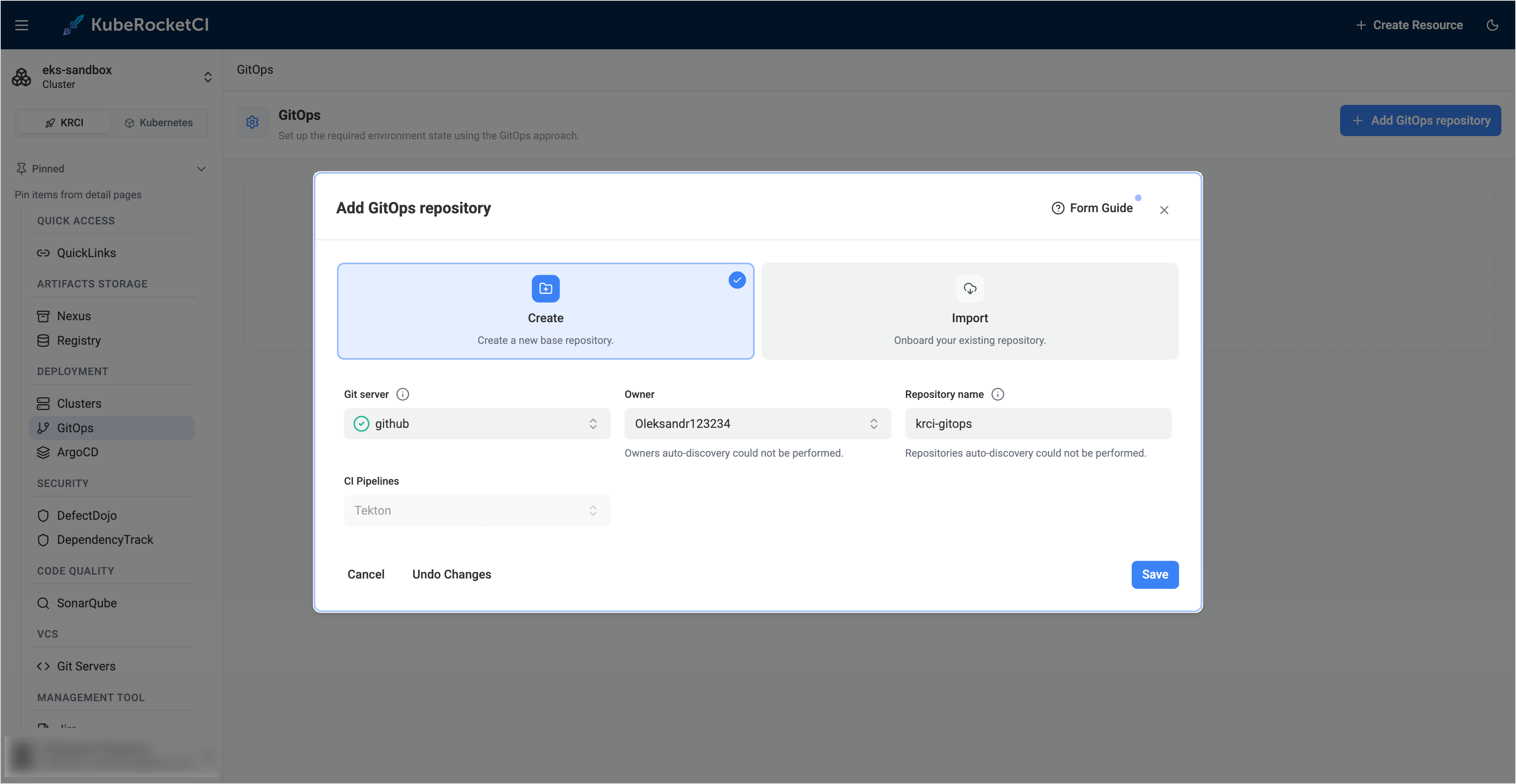 Configure gitops repository
