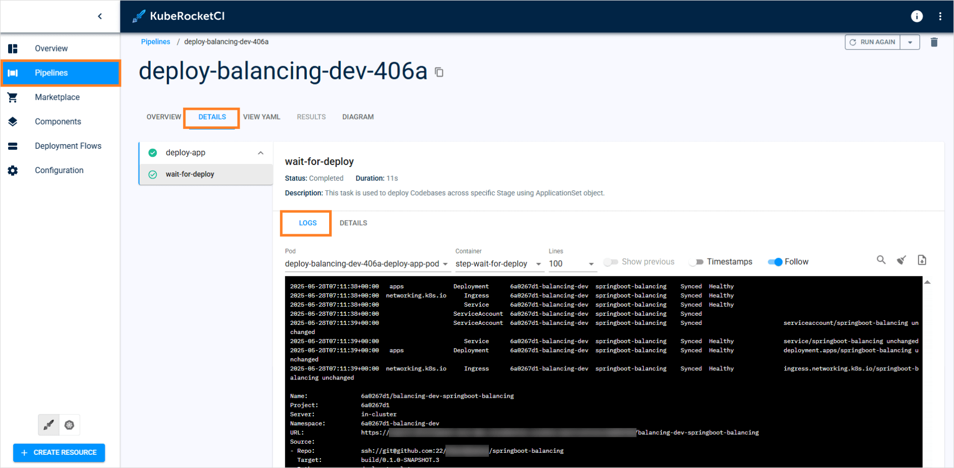 Check pipeline logs