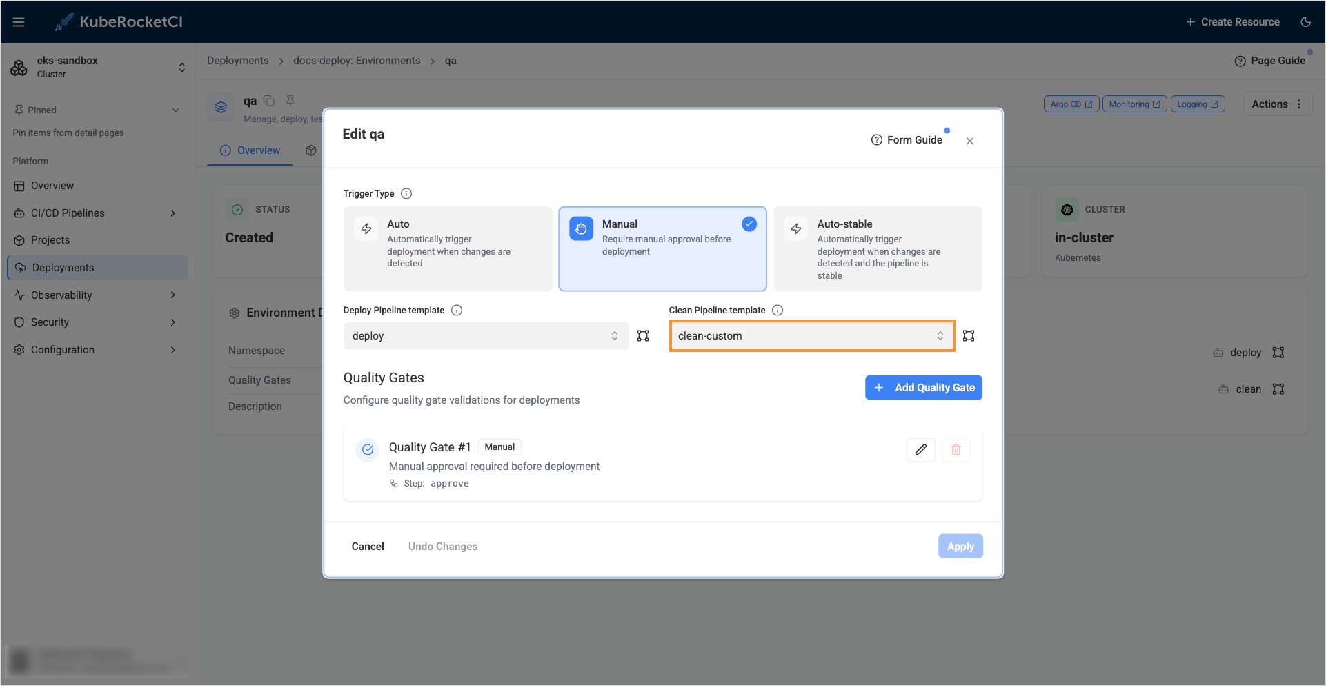 Select custom clean pipeline Select custom clean pipeline