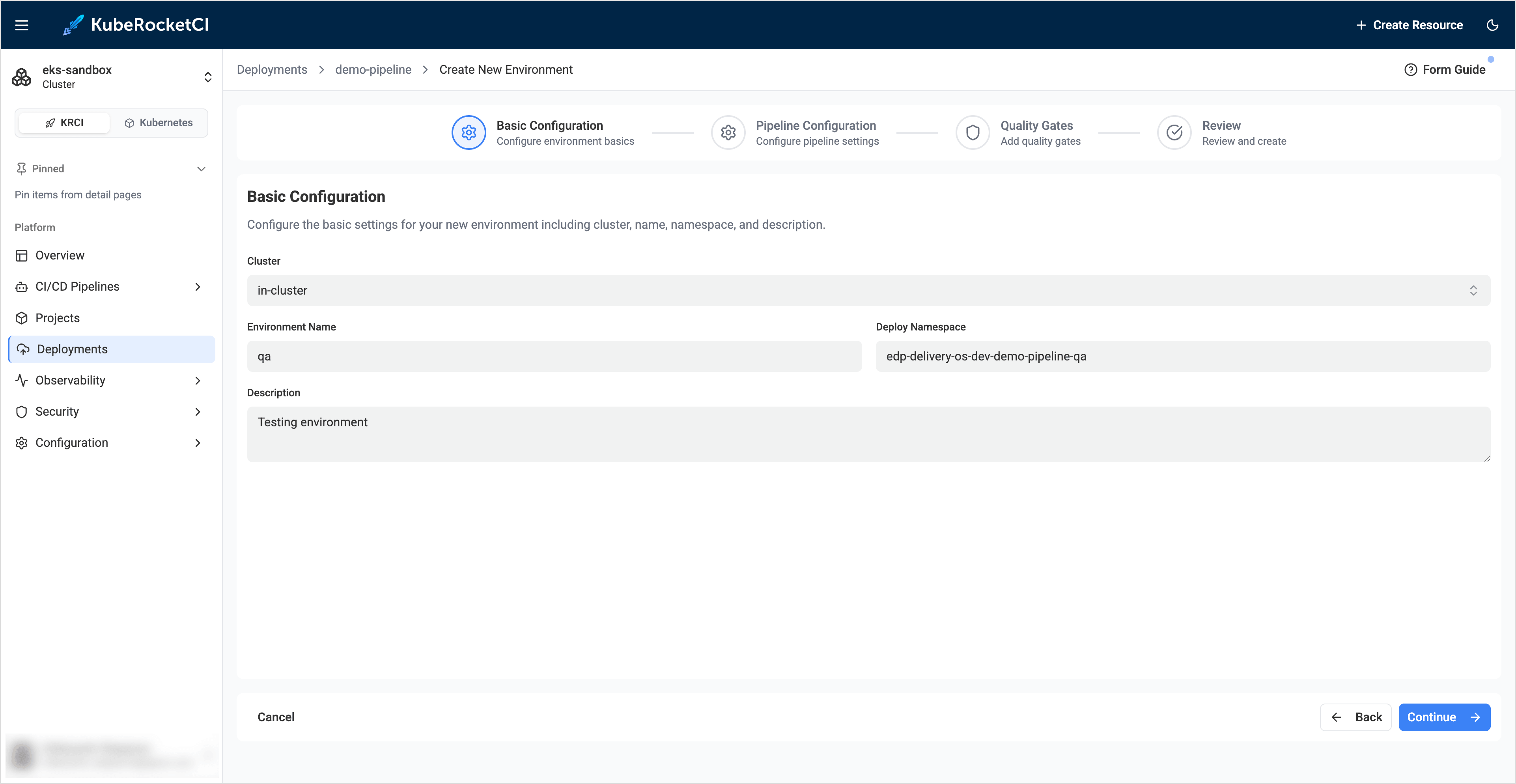 Basic configuration tab