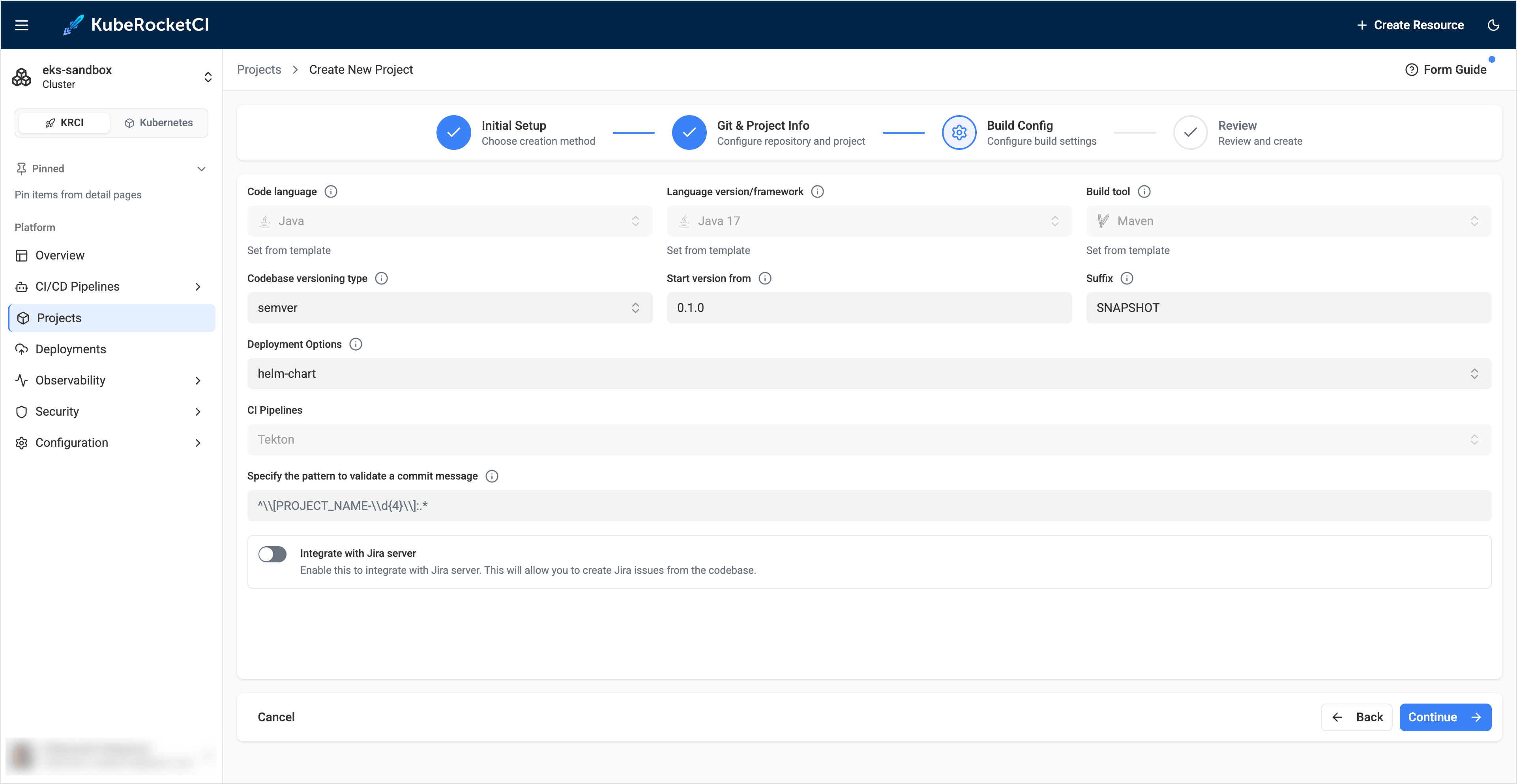 Application creation