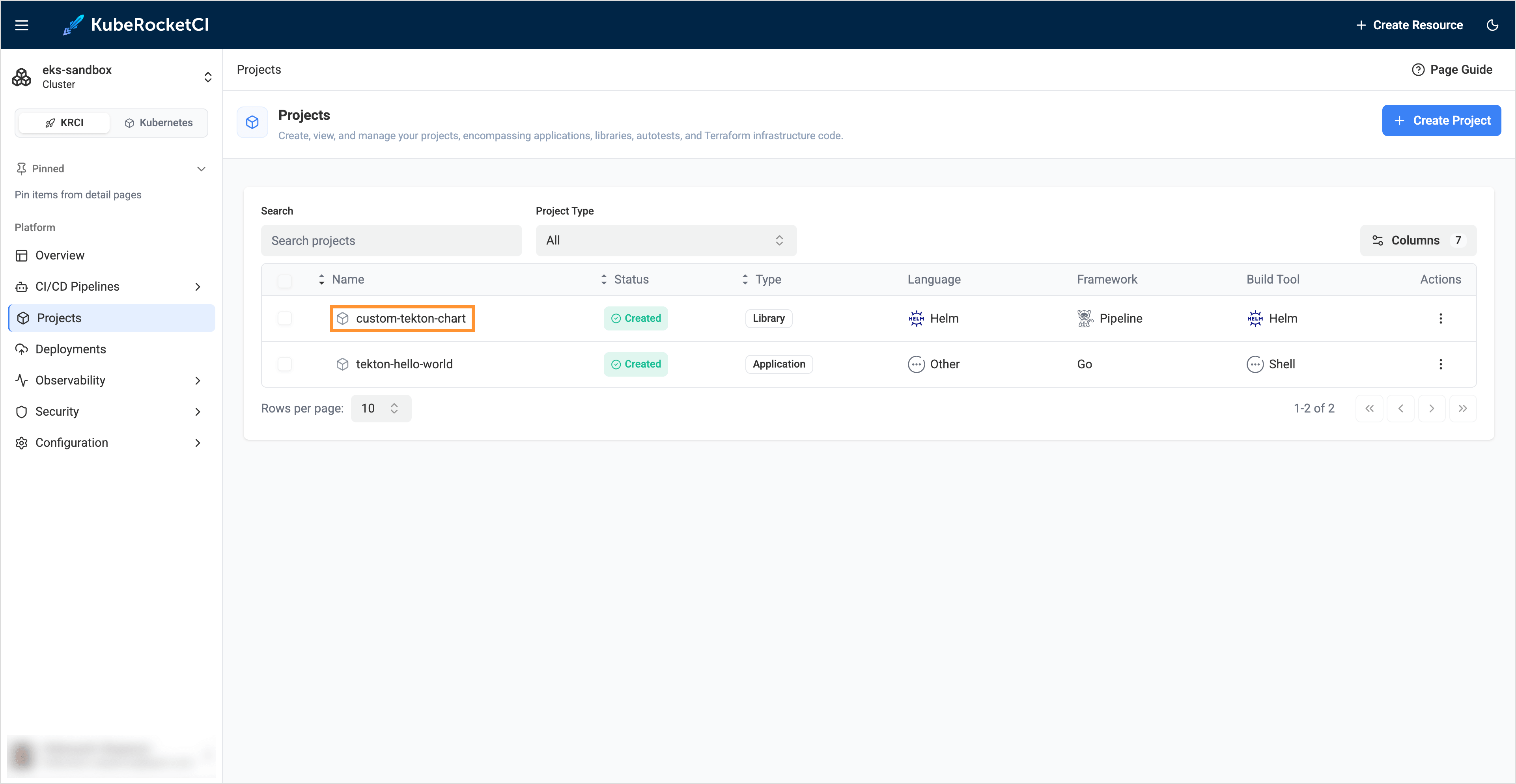 Select overview page