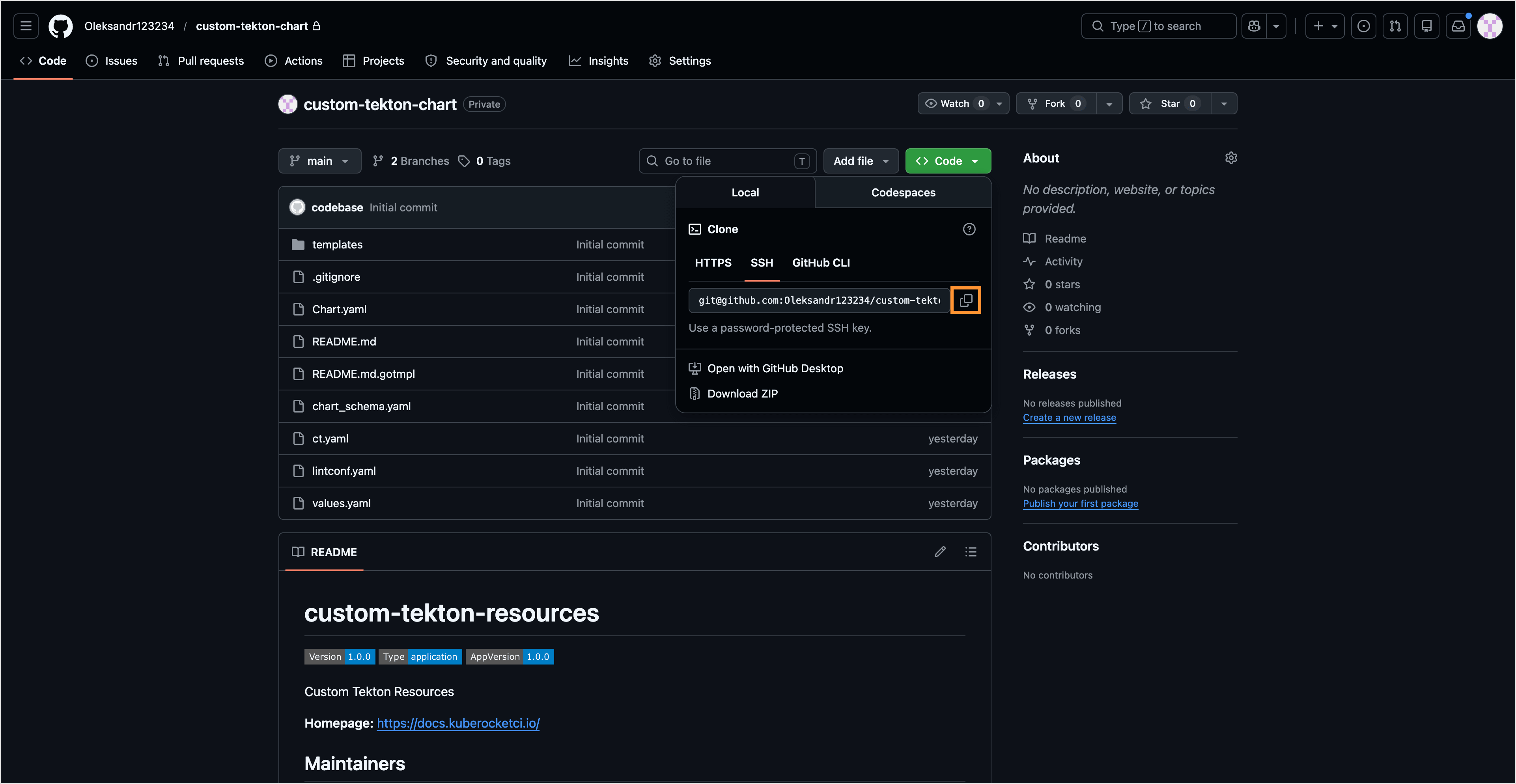 Create branch in GitHub
